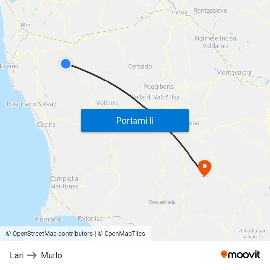Lari to Murlo map