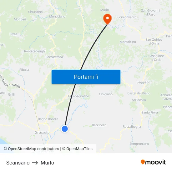 Scansano to Murlo map