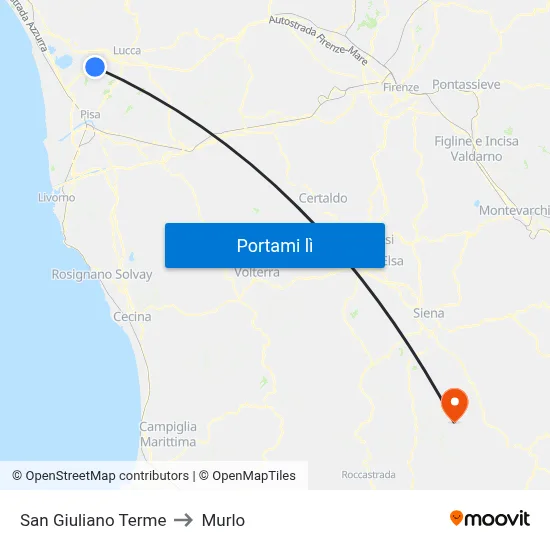 San Giuliano Terme to Murlo map