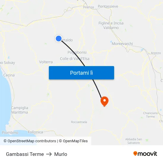 Gambassi Terme to Murlo map