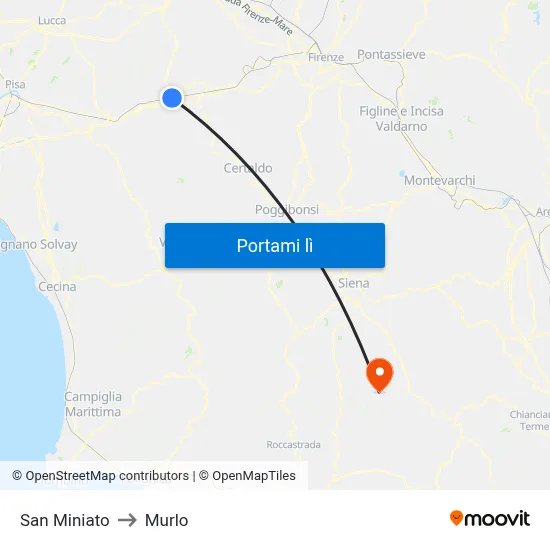 San Miniato to Murlo map
