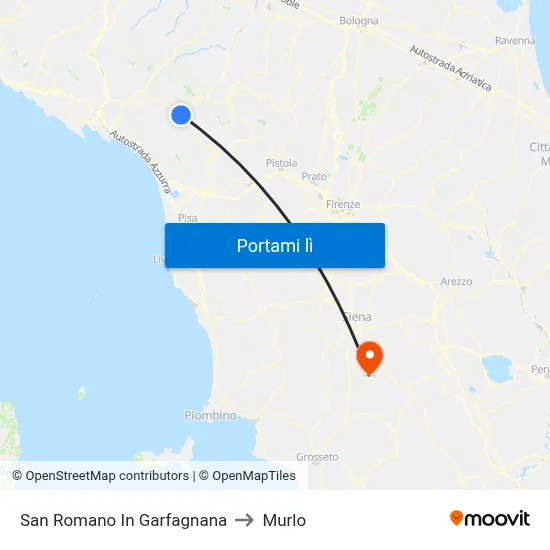 San Romano In Garfagnana to Murlo map