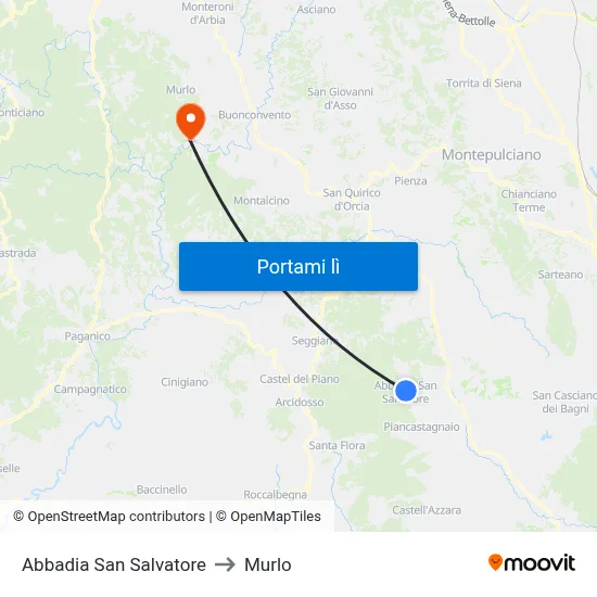Abbadia San Salvatore to Murlo map