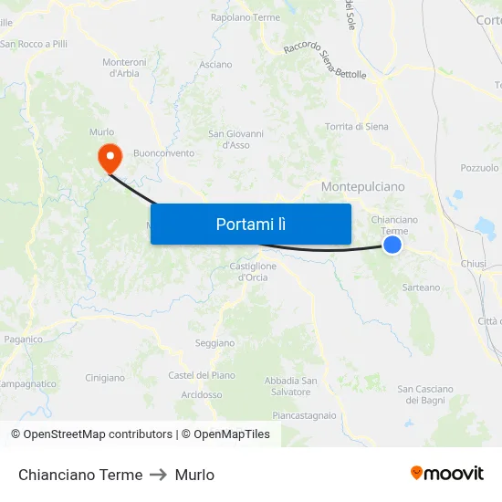 Chianciano Terme to Murlo map