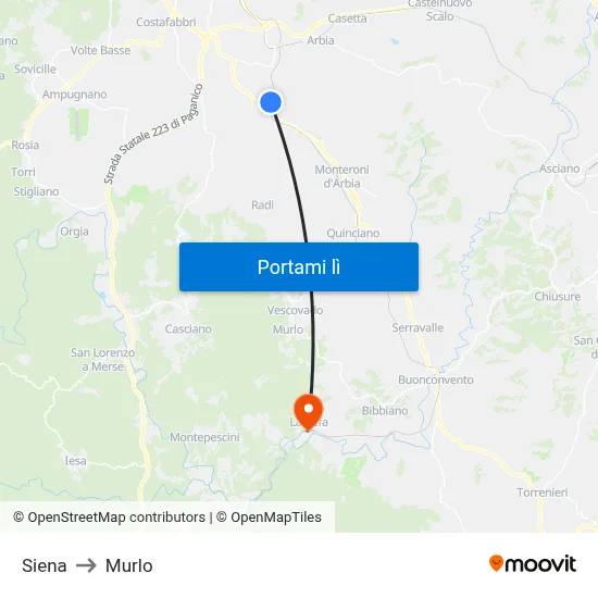 Siena to Murlo map