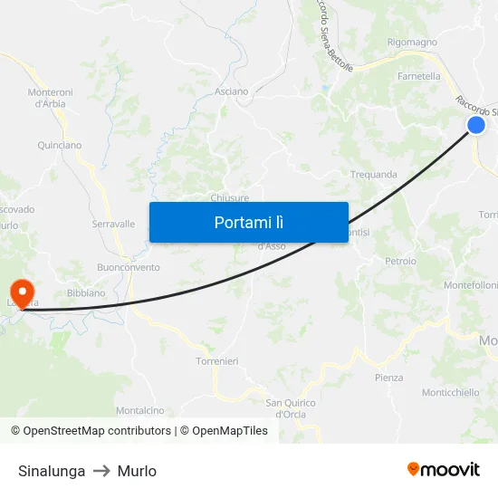Sinalunga to Murlo map