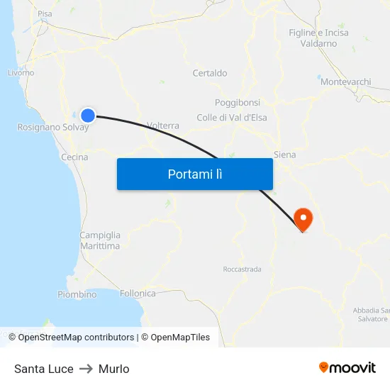 Santa Luce to Murlo map