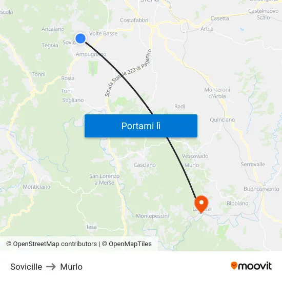 Sovicille to Murlo map