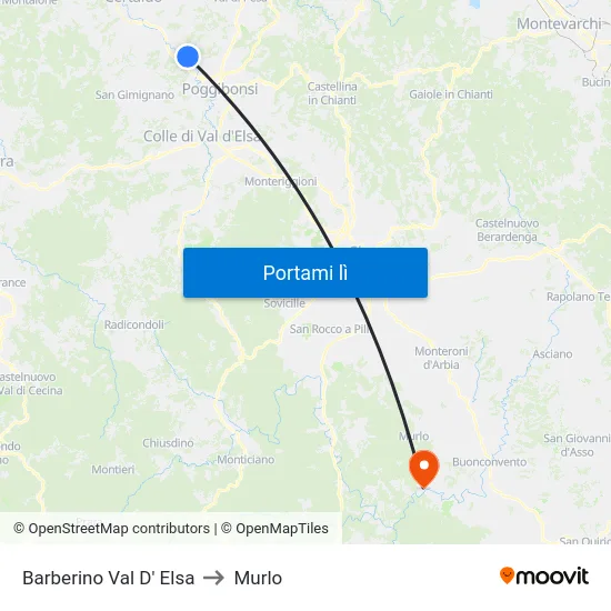 Barberino Val D' Elsa to Murlo map