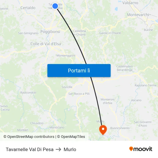 Tavarnelle Val Di Pesa to Murlo map