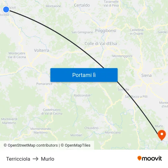 Terricciola to Murlo map