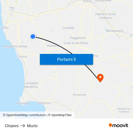 Chianni to Murlo map