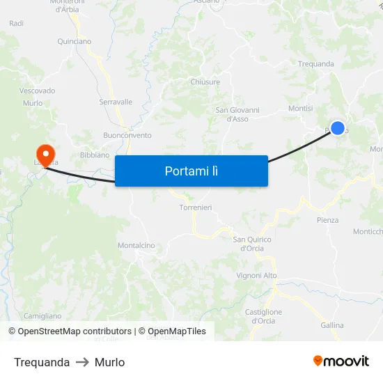 Trequanda to Murlo map
