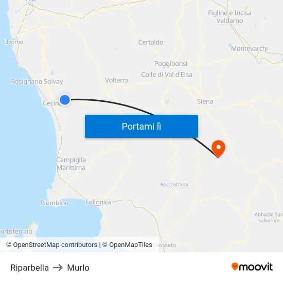 Riparbella to Murlo map