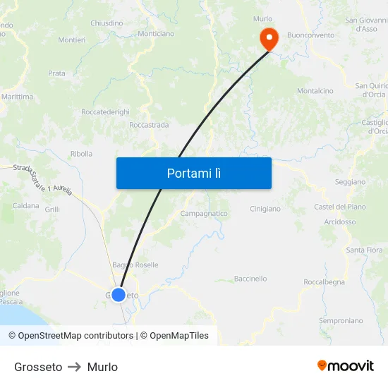 Grosseto to Murlo map