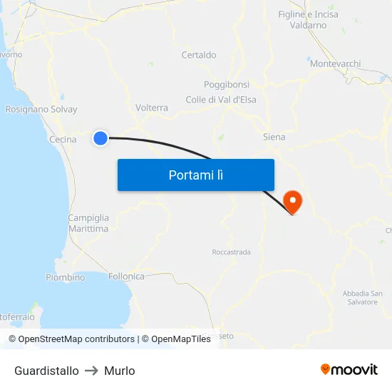 Guardistallo to Murlo map