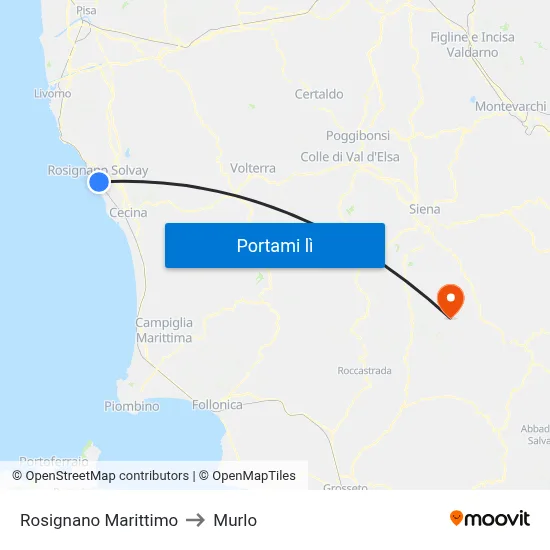 Rosignano Marittimo to Murlo map