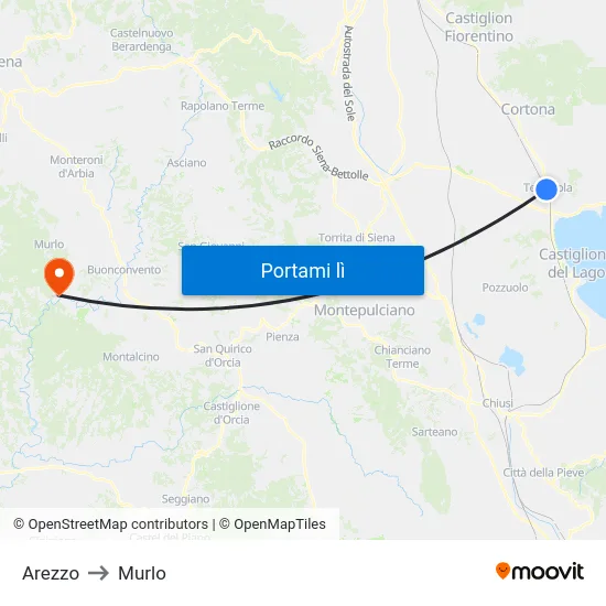 Arezzo to Murlo map