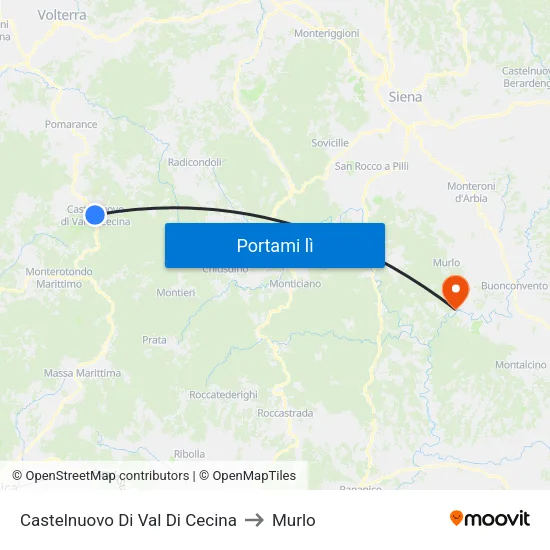 Castelnuovo Di Val Di Cecina to Murlo map