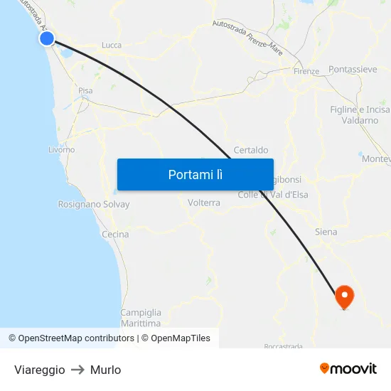 Viareggio to Murlo map
