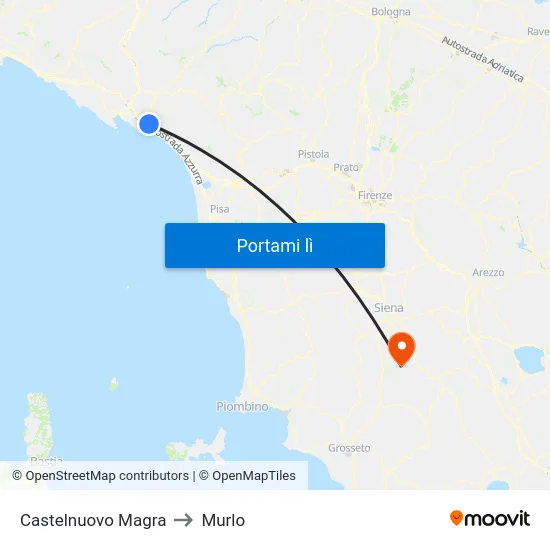 Castelnuovo Magra to Murlo map