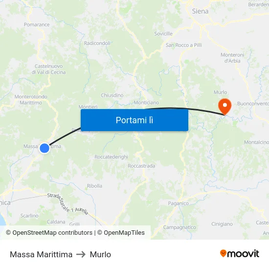 Massa Marittima to Murlo map