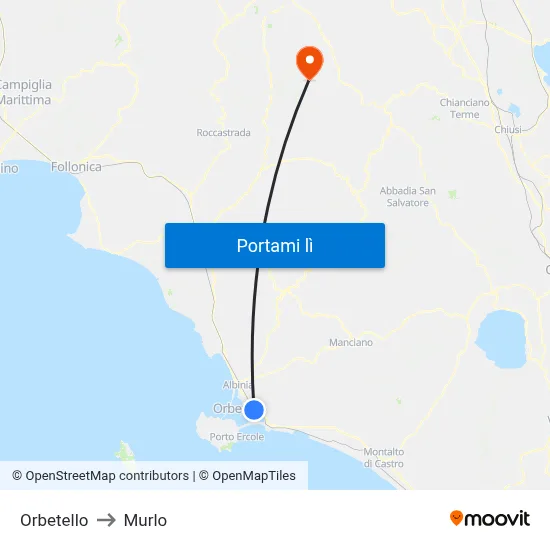 Orbetello to Murlo map