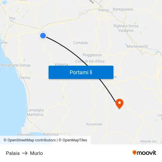 Palaia to Murlo map