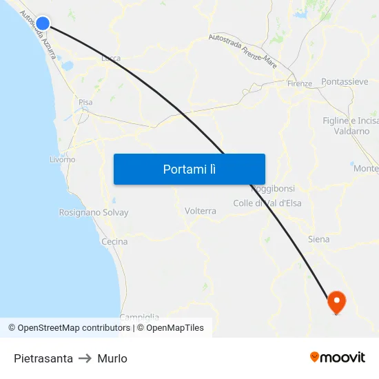 Pietrasanta to Murlo map