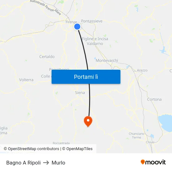Bagno A Ripoli to Murlo map