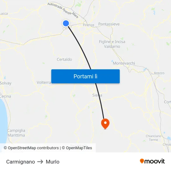 Carmignano to Murlo map