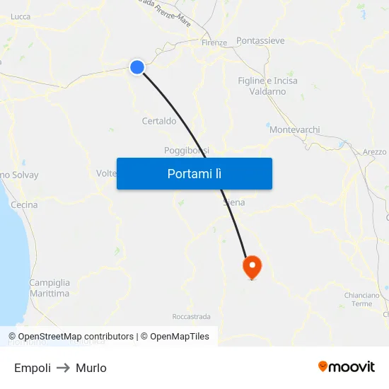 Empoli to Murlo map