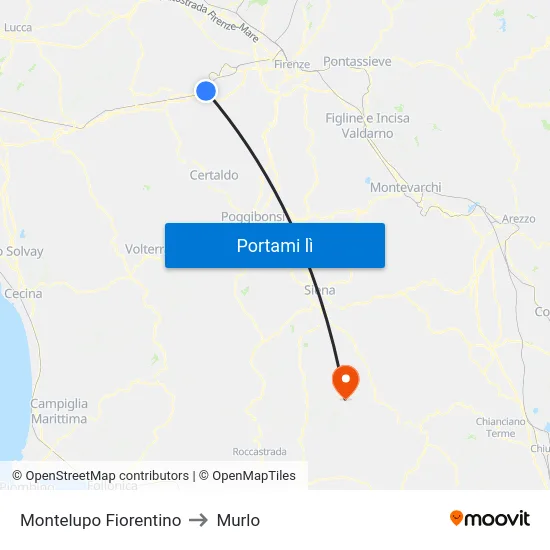 Montelupo Fiorentino to Murlo map