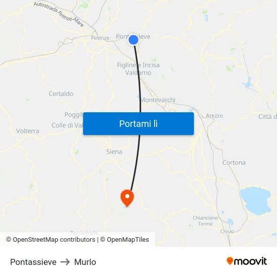 Pontassieve to Murlo map