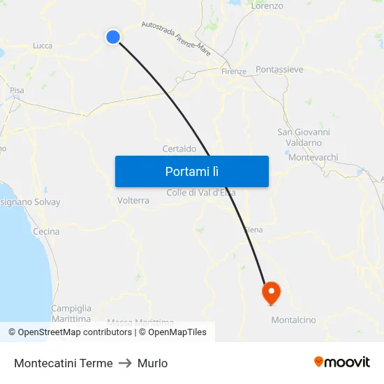 Montecatini Terme to Murlo map