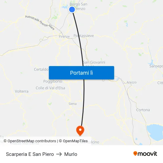 Scarperia E San Piero to Murlo map
