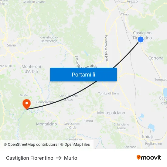 Castiglion Fiorentino to Murlo map