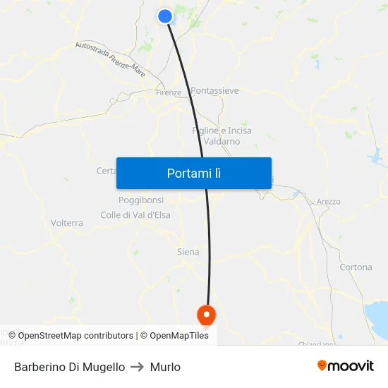 Barberino Di Mugello to Murlo map