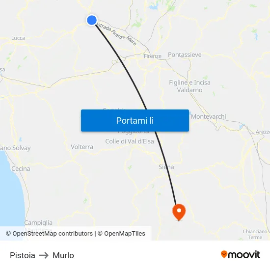 Pistoia to Murlo map