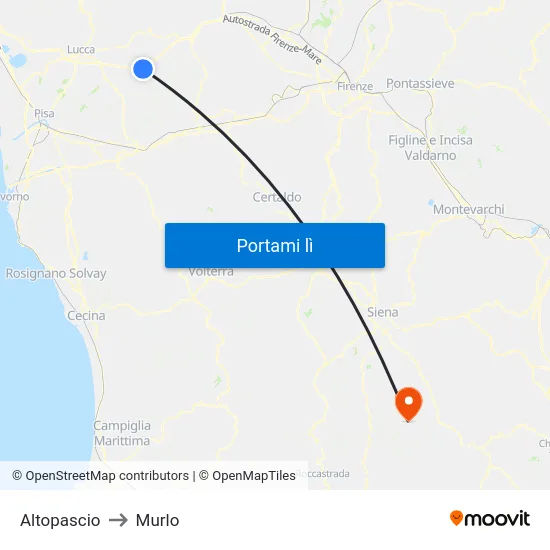 Altopascio to Murlo map
