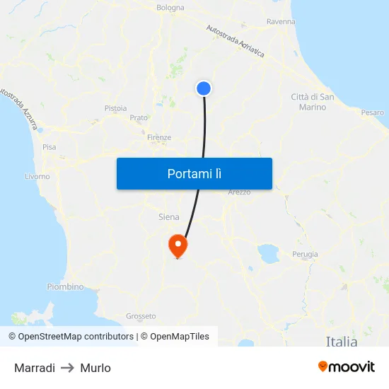 Marradi to Murlo map