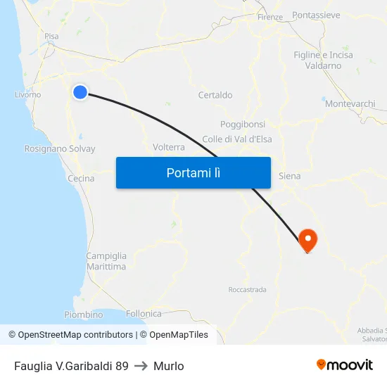 Fauglia V.Garibaldi 89 to Murlo map