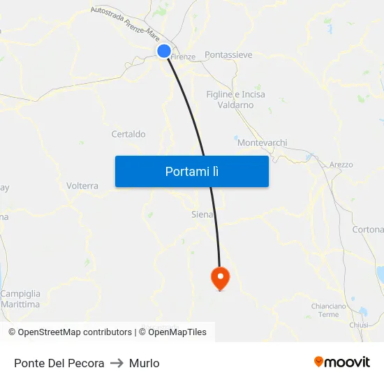 Ponte Del Pecora to Murlo map