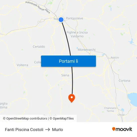 Fanti Piscina Costoli to Murlo map