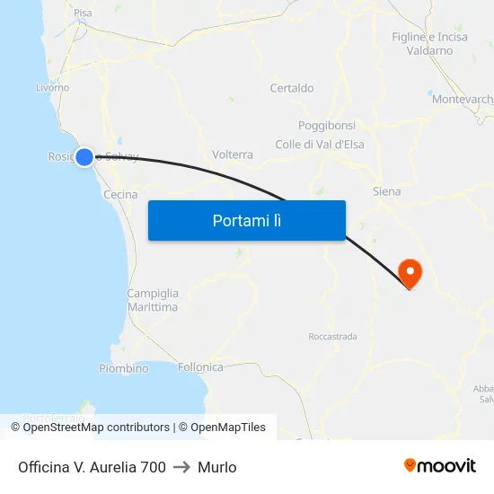 Officina V. Aurelia 700 to Murlo map