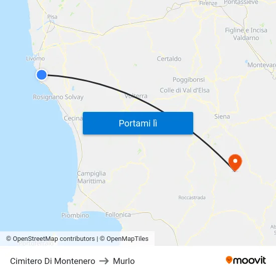 Cimitero Di Montenero to Murlo map