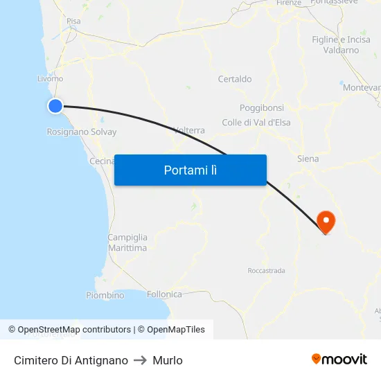 Cimitero Di Antignano to Murlo map