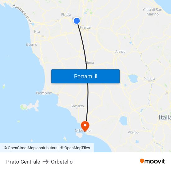 Prato Centrale to Orbetello map