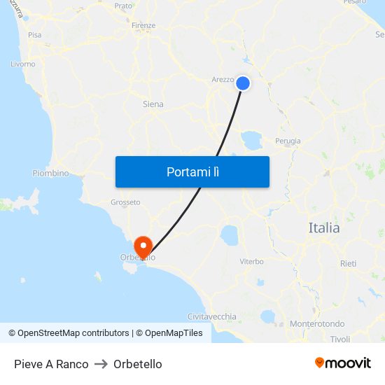 Pieve A Ranco to Orbetello map