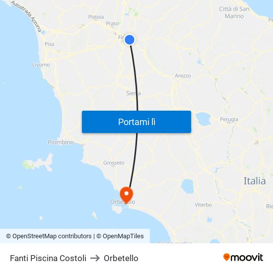 Fanti  Piscina Costoli to Orbetello map